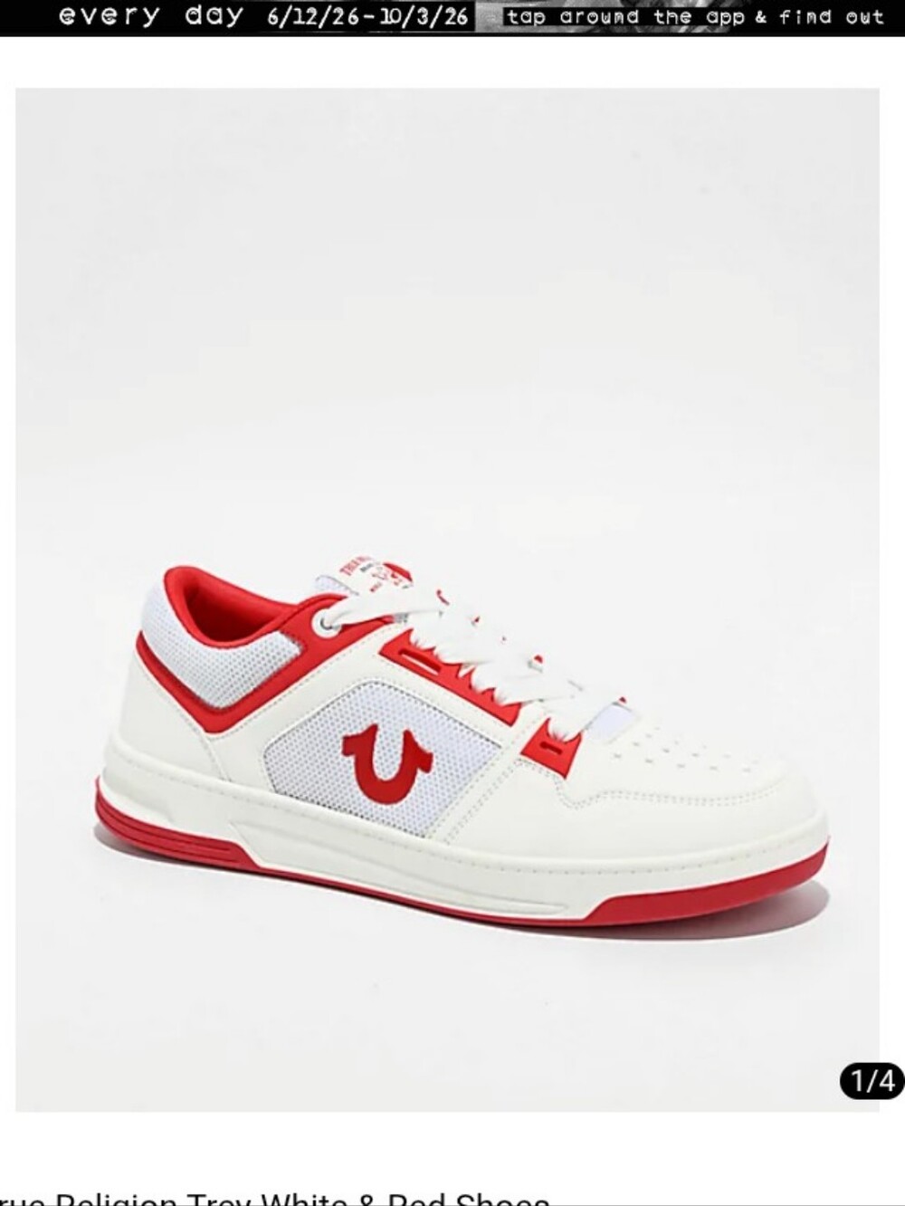 True Religion Kids White and Red Low-Top Sneakers